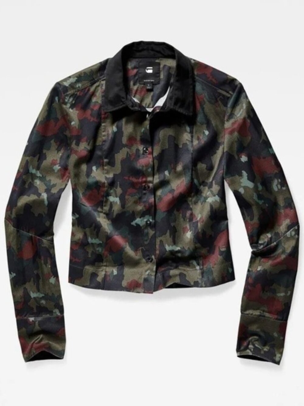 G-STAR RAW Vodan Camo Cropped Button Up Utility Shirt, Size XL